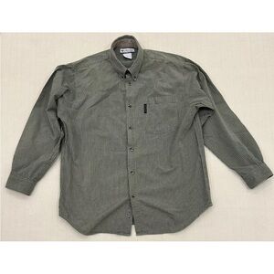 Columbia Button Down Shirt Green And White Patterned Long Sleeve Size L